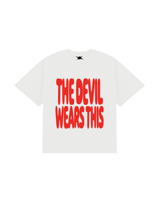The devil wears this t-shirt white